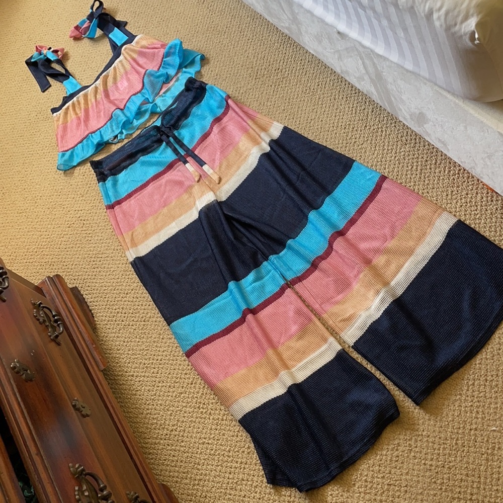 Paper London striped Crop top and Pants Set - Picture 3 of 9